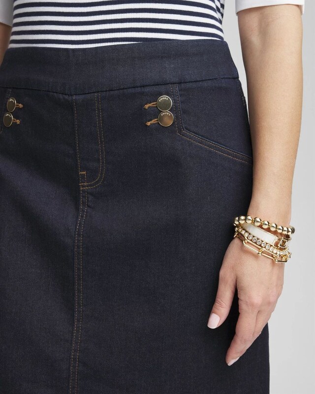 Button Detail Pull-on Denim Skort - image 4